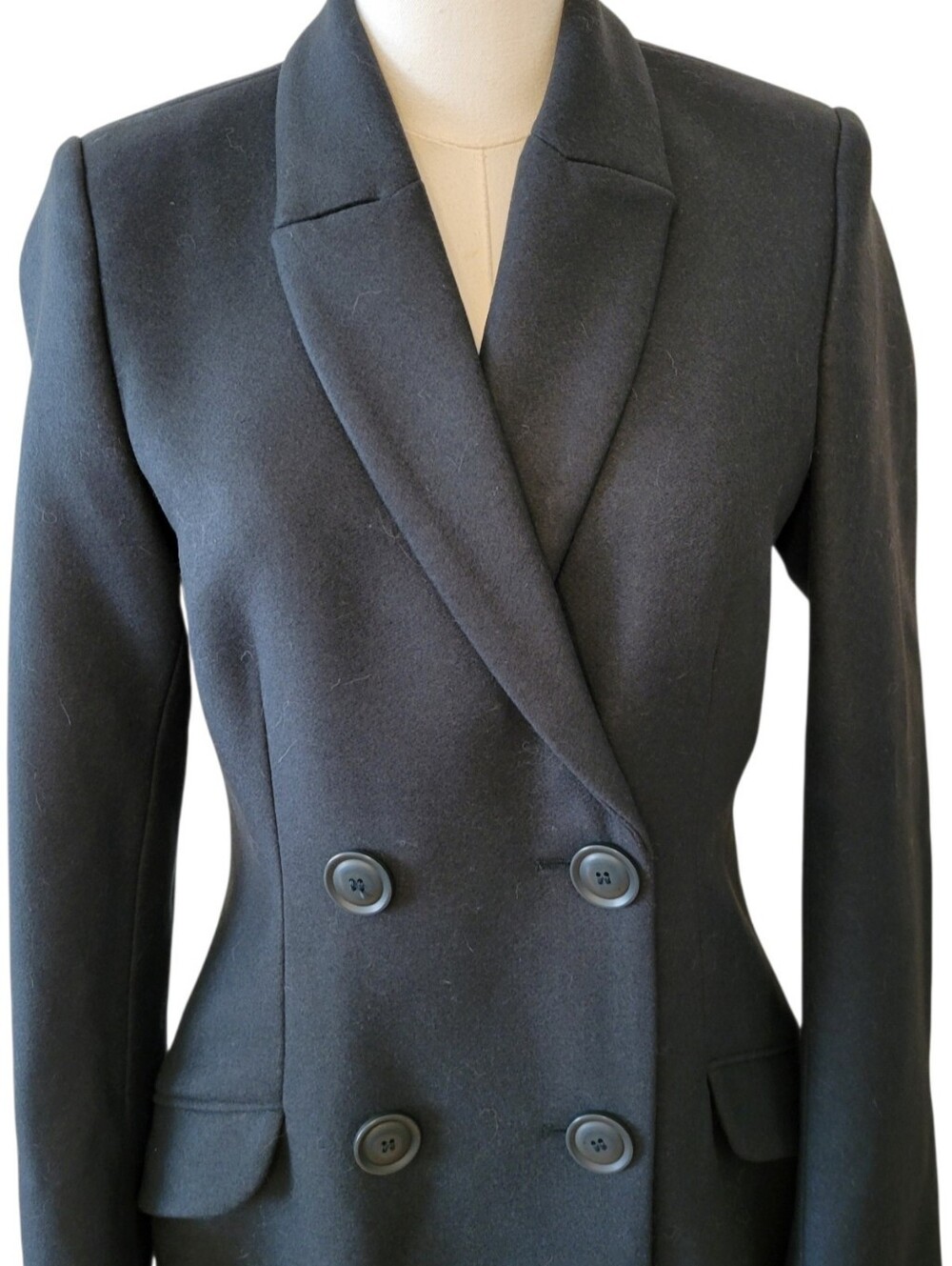 & Other Stories Deep Forest Green Wool Double Breasted Long Coat Size 4 - Picture 3 of 6